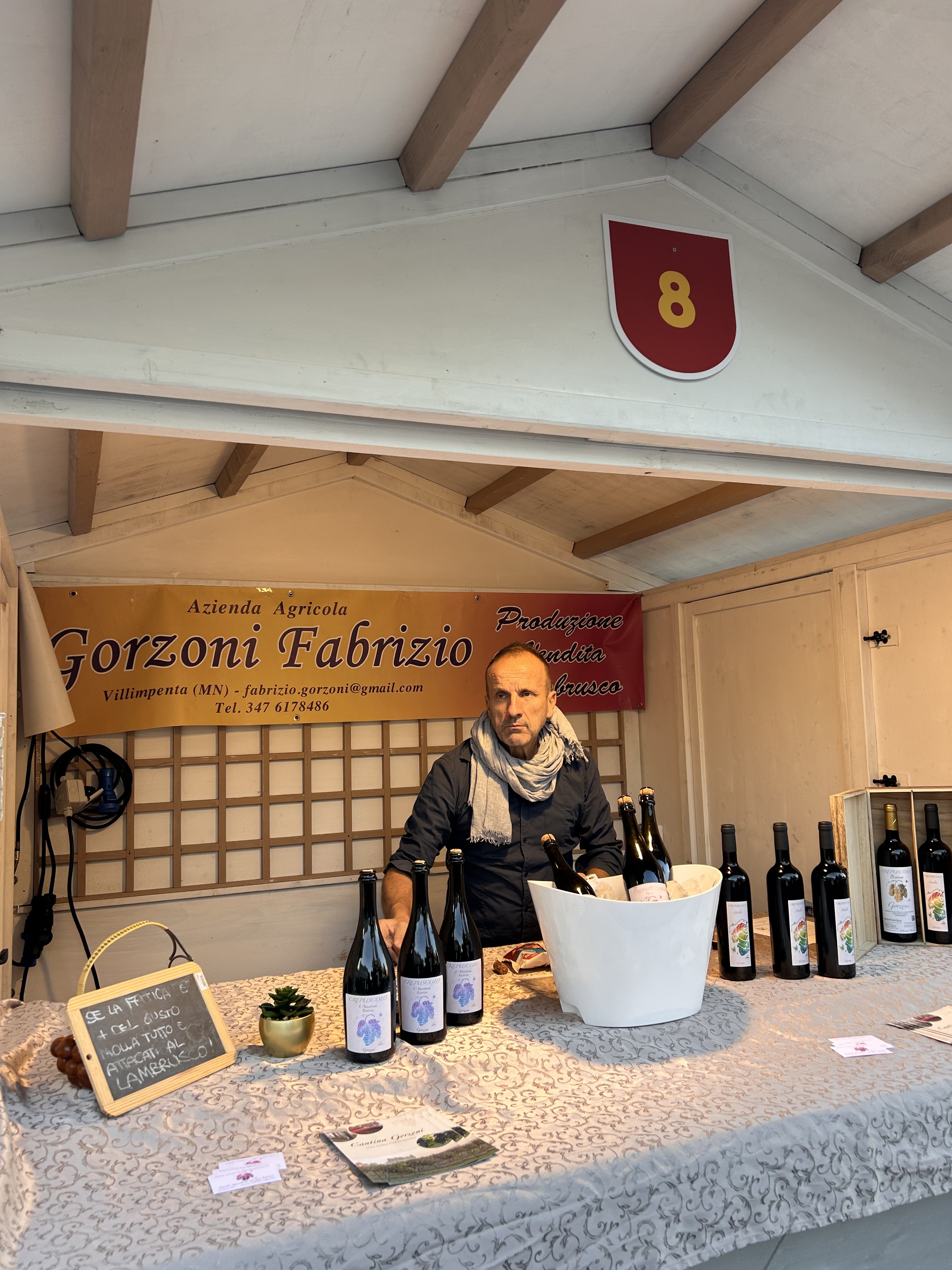 Fabrizio Gorzoni allo stand durante Hostaria Mantova